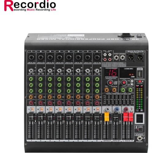 GAX-MC8 8 Channel Blueteeth Mixer 24 Bit DSP Digital Effect Sound Mixing Console Equipment USB 48V DJ Mixing Studio Equipment