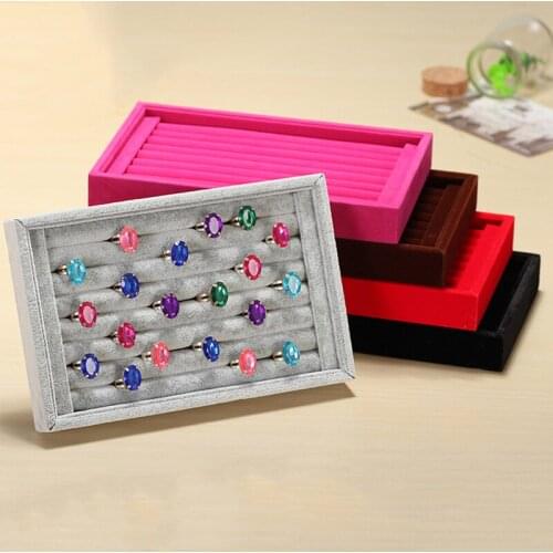 Hot Sale Trinket Box Suede Ring Earrings Organizer Jewelry Ear Stud Display Velvet Stand Showcase Plate Jewelry Organizer