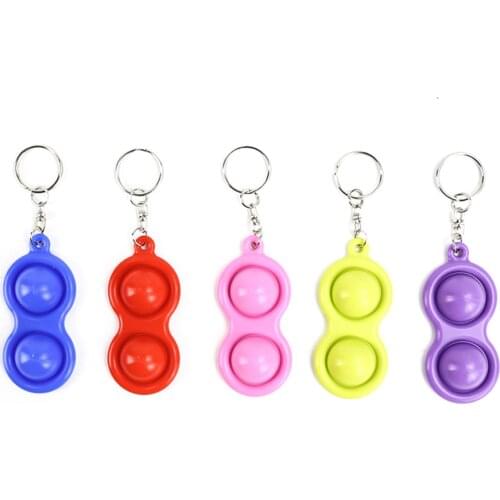 Kids Adults Squeeze Toy Fidget Simple Silicone Keychain Push Pop Bubble Pressure Stress Relief Sensory Exercise Fingers Tool