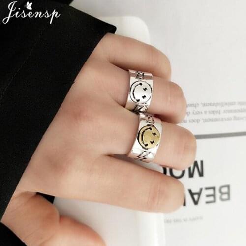 Vintage Happy Smiling Face Finger Rings for Women Minimalist Jewelry Girls Hip Hop Punk Geometric Ring Best Friend Gifts