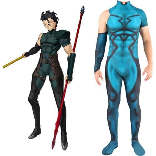 Anime FateZero Diarmuid Ua Duibhne Cosplay Costume Zentai Halloween Costume Superhero Bodysuit Jumpsuit Catsuits Fancy Dress Up