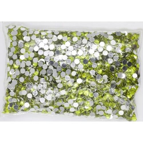 Jonquil Color 1.5~12mm Flat Back Round Acrylic Rhinestones Beads,3D Acrylic Resin Nail Art / Garment Decoration