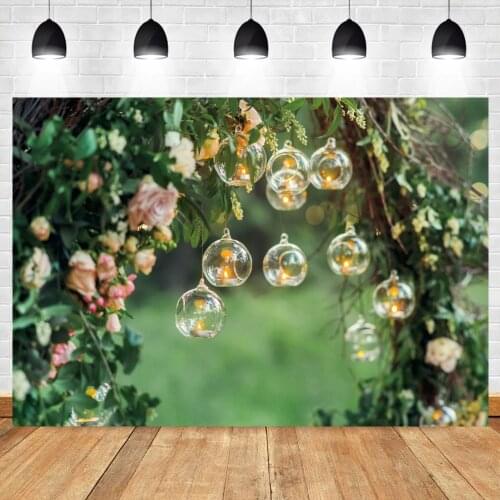 Laeacco Wedding Candles Party Decor Pray Love Green Forest Stage Child Scenic Photo Background Photography Backdrop Photo Studio