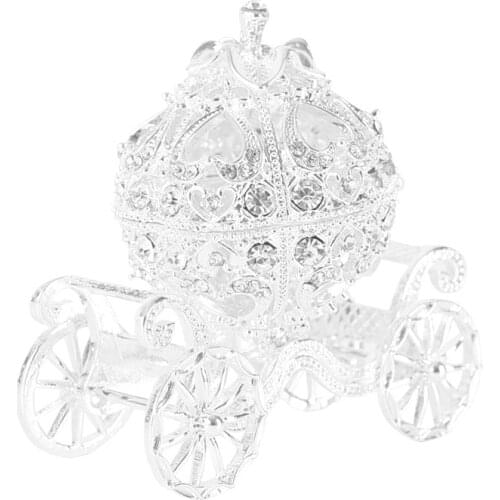 Jewelry Storage box Metal Rhinestone Jewelry Trinket princess style Carriage Shape Craft Home Decor NJ72616