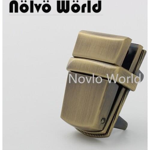 Nolvo World 2-10 pieces 38*22mm 2 colors Press lock Brush antique brass Silver Bag lock fashion lady bag lock