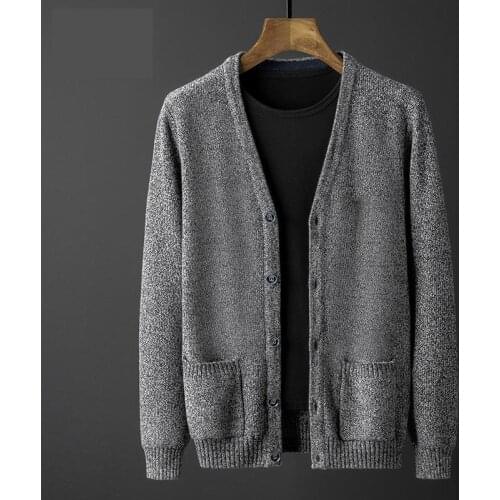 2021 classic High Quality Spring Autumn Men Cotton Coat Casual Single Breasted V-neck Computer Knitted Cardigan Plus Size M-4XL