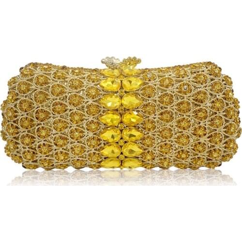 Dazzling Socialite Luxury Gray Women Crystal Clutch Evening Bags Bridal Diamond Wedding Clutches Bag Metal Hardcase Handbag