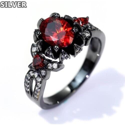 Punk Diablo series of bloody flower rings, boulder elegant ring Fashion Party Jewelry size 5-12 ruby ring