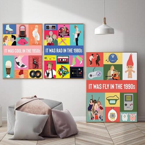 90s 80s 50s Posters Modern Pop Culture Prints Abstract Minimalist Canvas Painting Dance Cartoon Wall Art Pictures For Home Decor