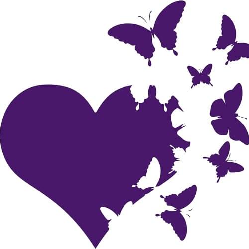 Heart with Butterflies Flying Away PVC Vinyl Decal Car Sticker Window Bumper Die Cut Premium Quality UV Resistant Accessories