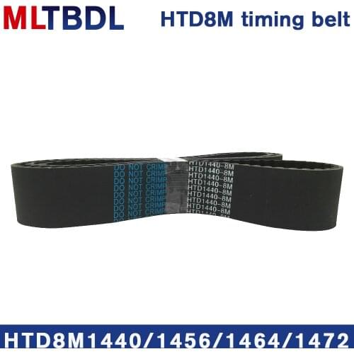 Rubber synchronous belt HTD8M 1440 1456 1464 1472 pitch=8mm arc tooth industrial transmission toothed belt width15/20/30/40