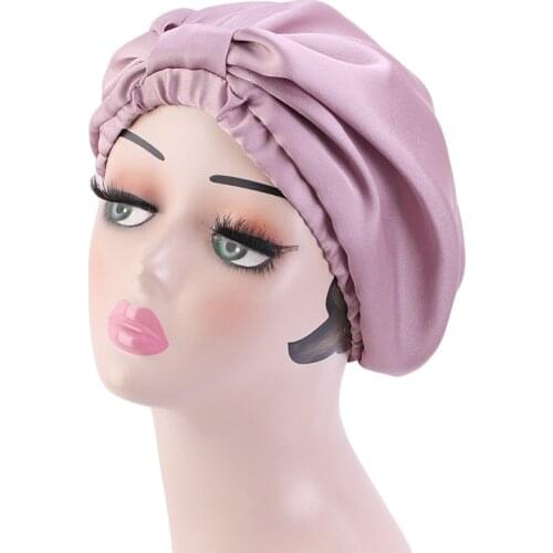 New Satin Silky Women Bonnet Sleeping Cap Knotted Hair Loss Cap Night Sleep Hat Head Cover Chemo India Hat Satin Turbante Mujer