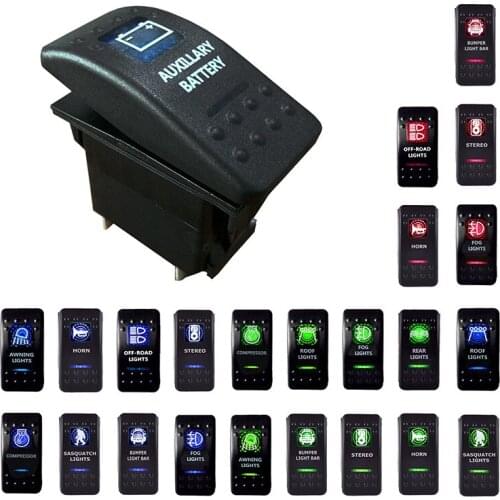 Blue Light Horn pattern LED 12V/20A 24V/10A 5-pin Rocker Toggle Switch Car Boat