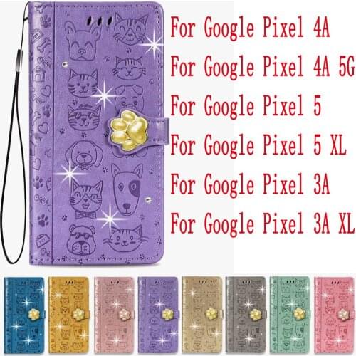 Sunjolly Leather Case Flip Card Wallet Stand Cover coque For Google Pixel 4A 4A 5G 5 5 XL 3A 3A XL