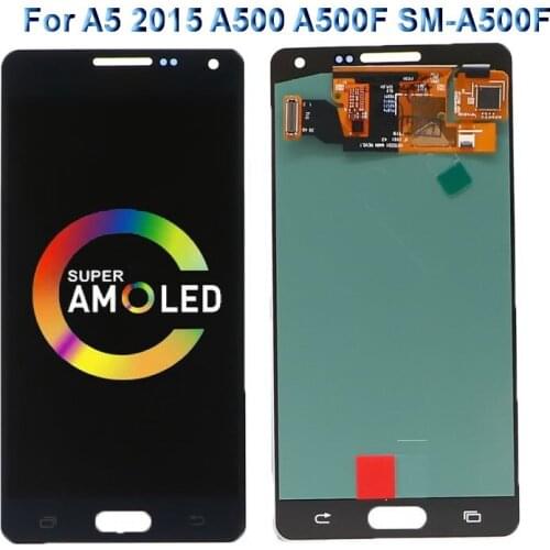 Super Amoled A5 Display For Samsung Galaxy A5 2015 A500 A500F A500M LCD Display Touch Screen Digitizer with Brightness Control