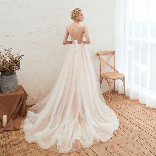 SWEMILE Romantic 3D Flowers Lace Wedding Dress 2019 Robe De Mariee Sexy Deep V Neck Lace Up Wedding Gowns Vestido De Noiva