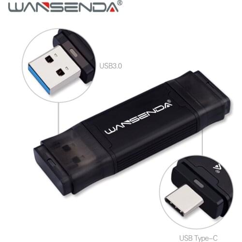 WANSENDA OTG USB Flash Drive 2 in 1 USB3.0 & Type-C Pen Drive 256GB 128GB 64GB USB Stick 3.0 512GB External Storage Pendrive