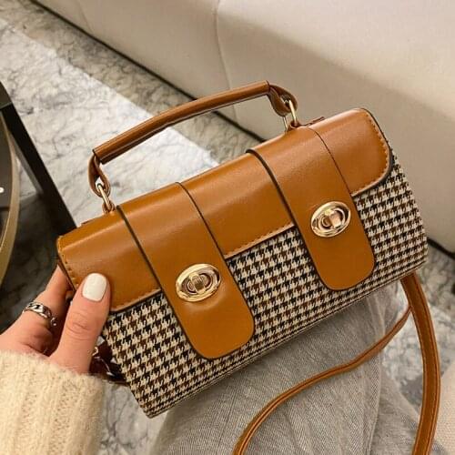High Quality Pu Leather Shoulder Bag For Women Fashion Plaid Grain Small Square Bag Simple Female Handbag Lady Crossbody Bag