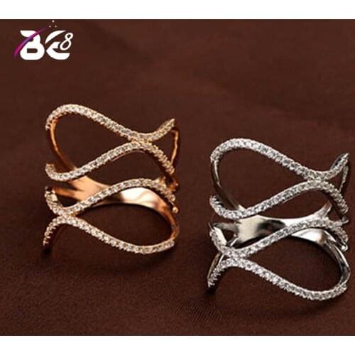 Be 8 New Fashion Crystal Infinity Rings Micro Inlayed Cross Rings for Women Cubic Zircon Rings Weeding Jewelry R139