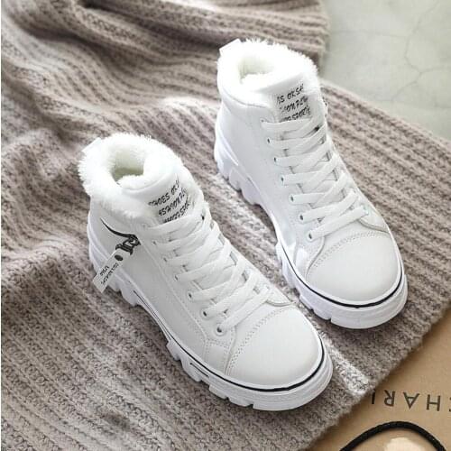 2021Shoes Women Winter Sneakers Warm Fur Plush Insole Ankle Boot Hot Lace-up Shoes Woman Casual Girls Sports Shoes quality