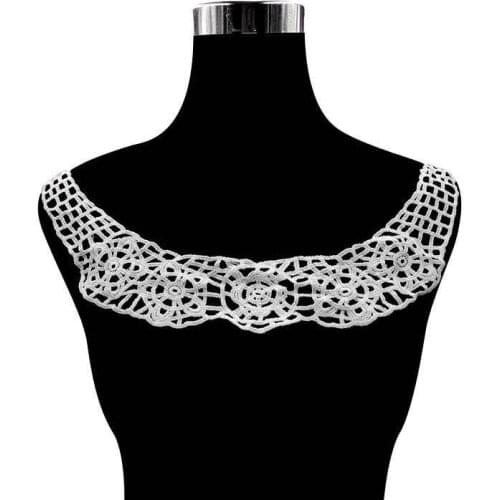 1PCS White Water Soluble Lace Collar Hollow Out Embroidery Floral Decorative Trim Garment Dress Sewing Embellishments DIY Crafts