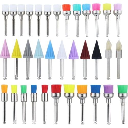 100Pcs/bag Dental Polishing Brush Prophy Brushes Nylon Bristle Rubber Flat Sharp Polisher Oral Cleaning Teeth Whitening Clean
