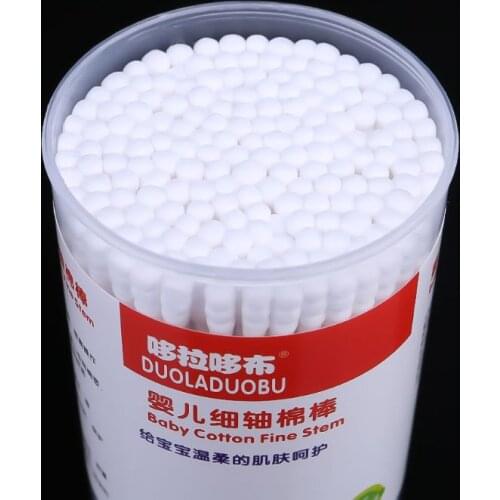 180Pcs Baby Swabs Cotton Double End Swab Disposable Thin Stick Cleaning Tools H37A