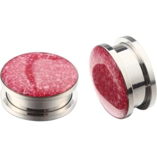2PCS Fashion Style Stainless Steel Red Scrub Ear Plugs Tunnels Flesh Expansions Piercing Punk Ear Gauges Sexy Body Jewelry Gift