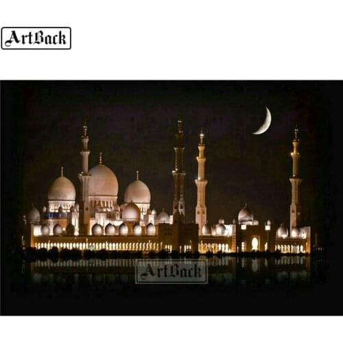 5d diamond painting mosque month landscape full square / round castle diy diamond mosaic embroidery crafts home decoration