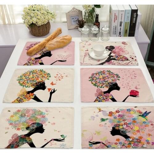 Flower girl riding bicycle table decoration accessories placemats for table kitchen table kitchen mat placemat Dining tables