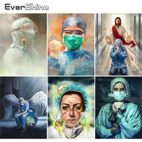 EverShine Diamond Painting Doctors Rhinestone Full Square Diamond Embroider Portrait Mosaic 5D DIY Cross Stitch Handmade Art