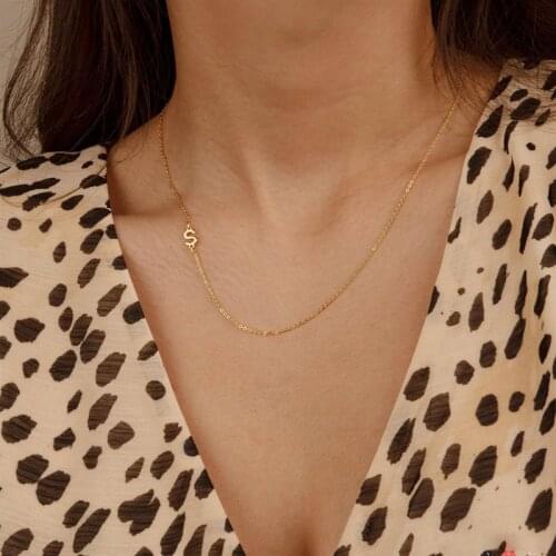 Sideways Initial Necklace A-Z Letter Name Necklace stainless steel Gold Silver Color 26 Alphabet Letter Dainty NecklaceBridesmai