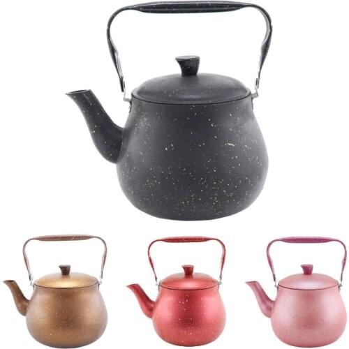 Granite Coating Aluminum Camping Teapot 2L Kettle Outdoor Picnic Tea Infuser Top Handle Chubby Round Colored Teapot