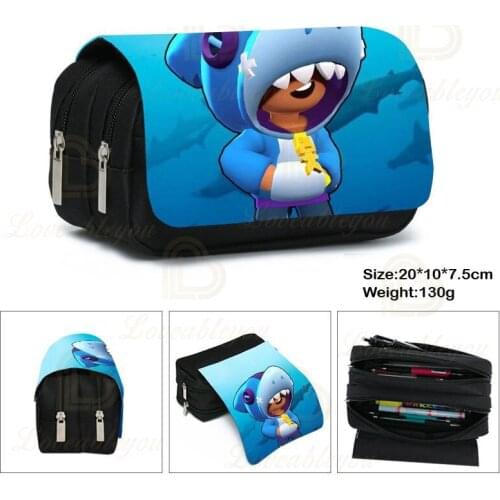 Kids Stars Print Pencil Case Shooter Game Canvas Stretch Double Layer Large Capacity Pencil Box Cute Kids School Stationery