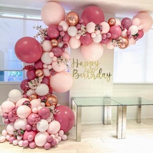 Baby Shower DIY Retro Dusty Pink Balloon Garland Arch Kit Rose Gold White Balloons for Birthday Weddings Party global Decoration
