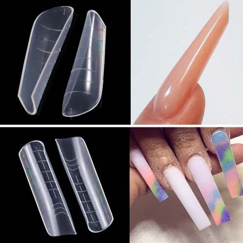Dual Forms Coffin Building French False Nail Tips Extension Finger Art Mold DIY Nail Decoration Tips 60pcs