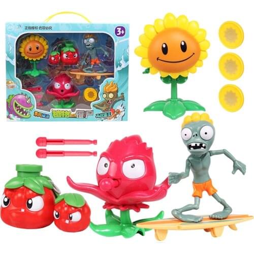 4pcs/lot Plants vs Zombies Figure Toys Full Set Gift for Boys Ejection Anime ChildrenS Dolls Action Figure Model Toy Without Box