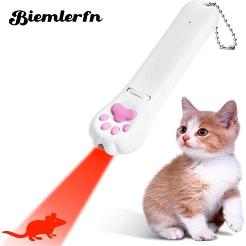 BIEMLERFN Cat Pet Toy USB Rechargeable Laser Pointer UV Flashlight 5 Patterns LED Projection Torch Multi-Pattern Funny Cat Stick