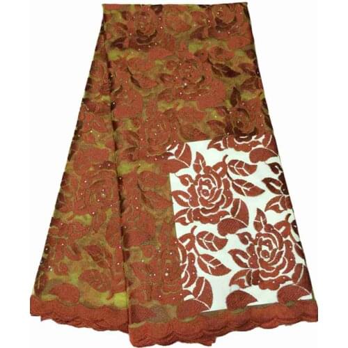 JNP French Nigerian Tulle Lace 5 Yards African Fabric For Evening Wedding Party Dress