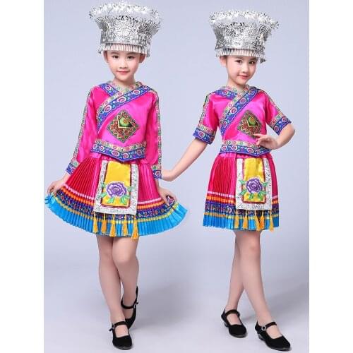 Classical Traditional Chinese Dance Costumes for Girls Miao Hmong Clothes National Minority Dance Suit Stage Wear Performance
