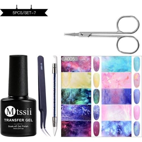 Mtssii 7ml Nail Foil Adhesive Glue Starry Sky Sticker Transfer Glue Sticker Nail Foil Adhesive Polish Gel Starry Sky Paper Set
