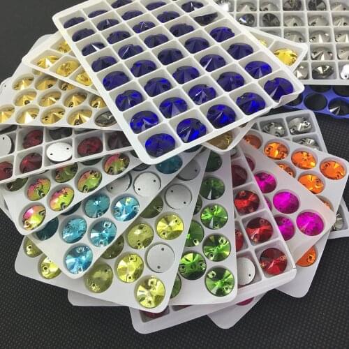 All Sizes Colors Rivoli Beads Sew On Stone 8mm,10mm,12mm,14mm,16mm Flatback Round Sewing Glass Crystal Stone Jewelry Beads
