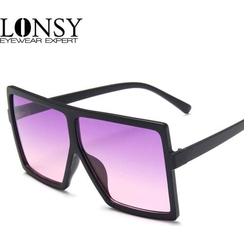 LONSY New Fashion Brand Designer Square Sunglasses Women Oversized Frame Vintage Sun Glasses For Man/Women Oculos De Sol UV400