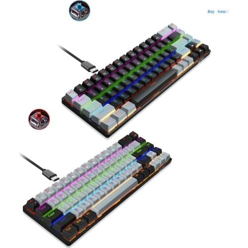 20CE Mechanical Gaming Keyboard Universal 68-key Blue/Red Switch Keyboard USB Wired RGB Backlit for PC/Laptop Waterproof