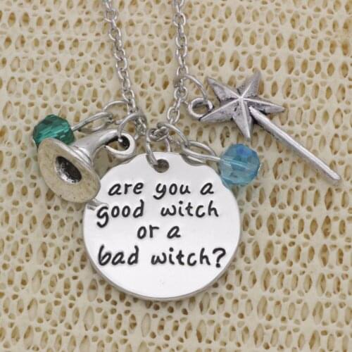 Fashion Necklace magic Are you a good witch or a bad witch crystal Gifts Alloy Necklace Chains Jewerly For Women N2011