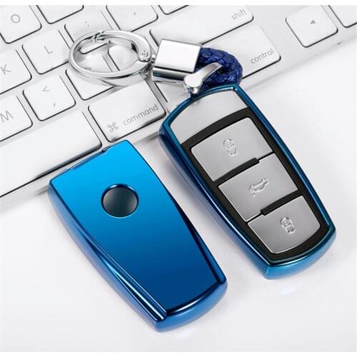 Soft TPU Car Key Cover Case Shell Fob For VW Volkswagen Magotan B6 B7 R36 B5 B7L Phaeton Passat CC Hand-woven Keychain Keyring