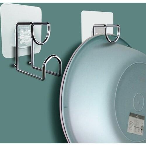 Bathroom Kitchen Traceless Washbasin Save Space Organizer Wall Mount Hook Holder Adhesive Storage Rack Punch-free Sticky