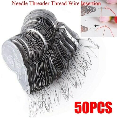 50 Pcs Needle Threader Sewing Tool Thread Wire Insertion Hand Use Sewing Tool Easy To Use Durable HG14290