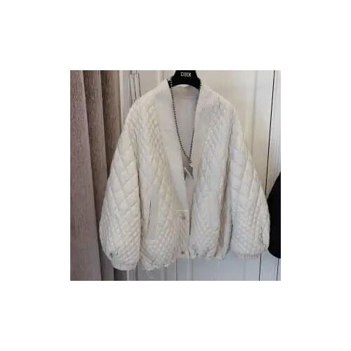 2021 Spring New Women Jacket Winter Plaid Simple Ladies Big Size Cotton-Padded Coat Korean Style Chic Down Parka