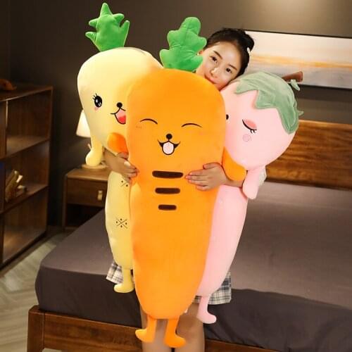 New Arrive 100-120CM Long Fruits Doll Stuffed Cartoon Strawberry Pineapple Carrot Ultra Soft Sleeping Plush Pillow Washable